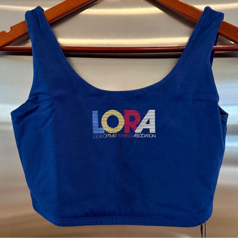 NWT MadHappy Local Optimist Run Club Top Biker Athletic Tank in Starry Blue Navy